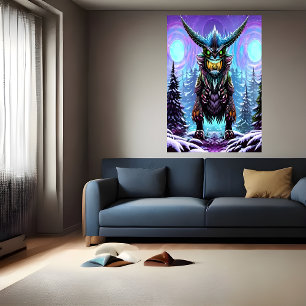 Scary large fantasy beast   AI Art Poster