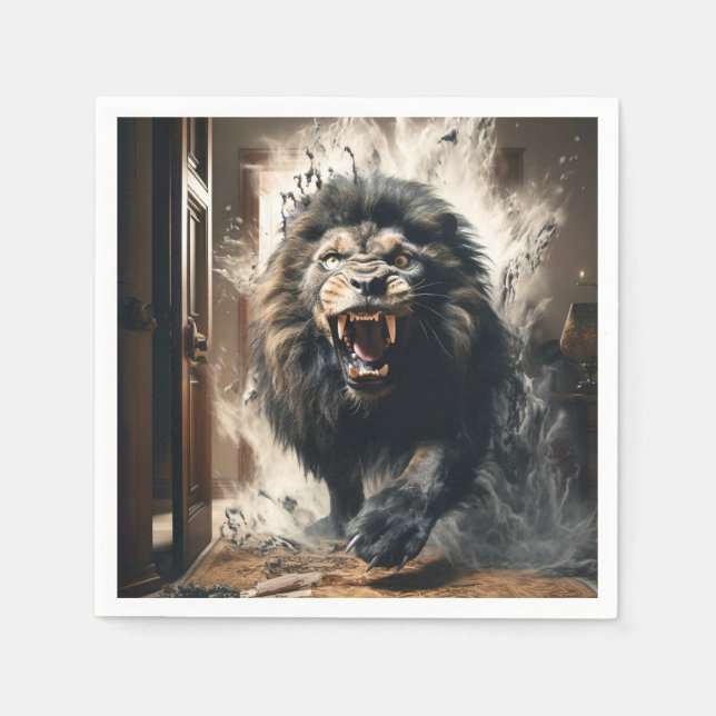 Scary Lion Napkin (Front)