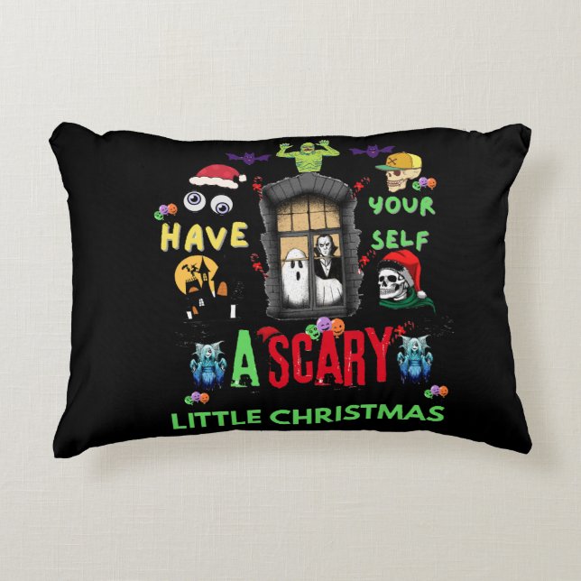 Scary Little Christmas Horror Holiday Design   Decorative Cushion (Front)