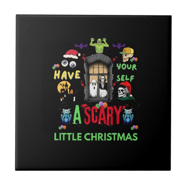 Scary Little Christmas Horror Holiday Design  T-Sh Tile (Front)