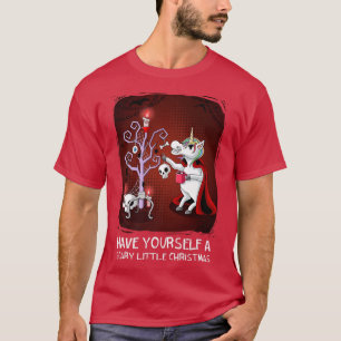 Scary Little Christmas Tree Gothic Festive Unicorn T-Shirt