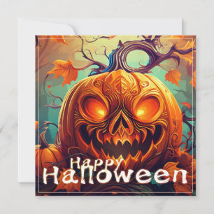 Scary Looking Orange Pumpkin with Face, Halloween