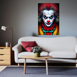 Scary male Clown   AI Art Poster