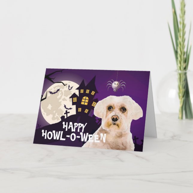 Scary Maltese Terrier Halloween Card (Front)