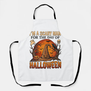 Scary Man Halloween Witch Hat Blood Moon Pumpkin_1 Apron