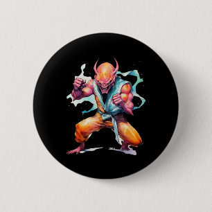 Scary Martial Arts Fighter Karate Boxer Comt Kung  6 Cm Round Badge