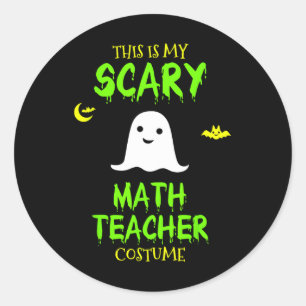 Scary Math Teacher Costume Halloween Lazy Easy Chr Classic Round Sticker