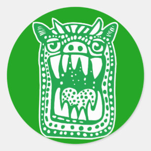 Scary Monster - Green Classic Round Sticker