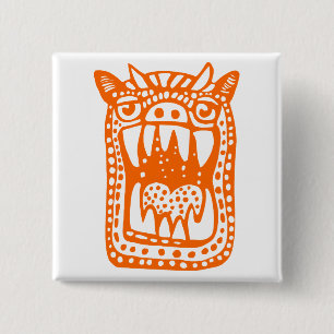 Scary Monster - Orange 15 Cm Square Badge