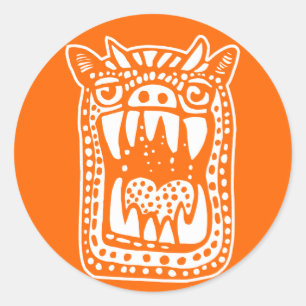 Scary Monster - Orange Classic Round Sticker