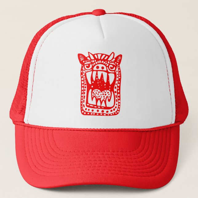 Scary Monster - Red Trucker Hat (Front)