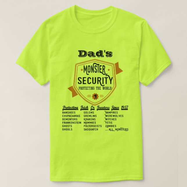 Scary Monster Security Funny Halloween T-Shirt (Design Front)