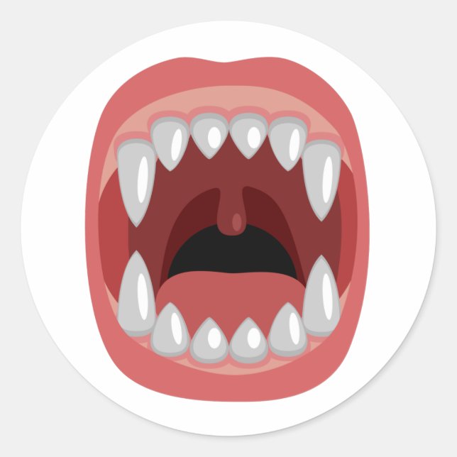 Scary mouth with fangs. classic round sticker (Front)