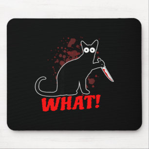Scary murderous cat with knife cat what_ halloween mouse pad