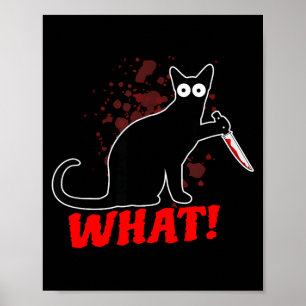 Scary murderous cat with knife cat what_ halloween poster