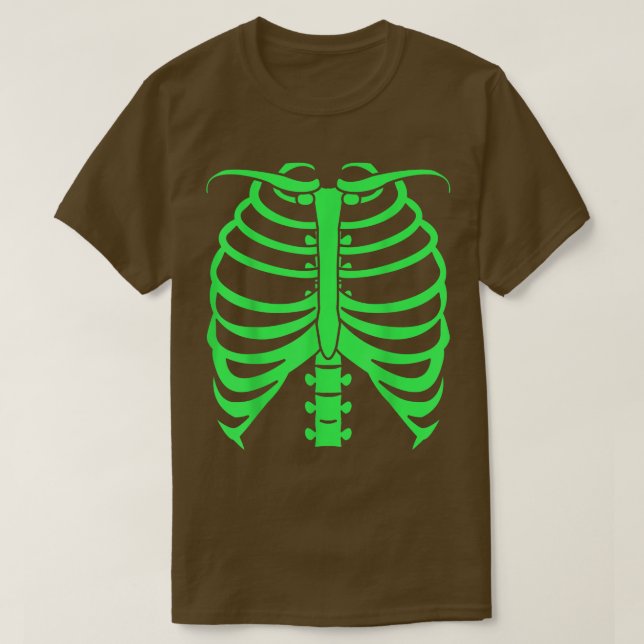 Scary Neon Green Skeleton Bones  T-Shirt (Design Front)