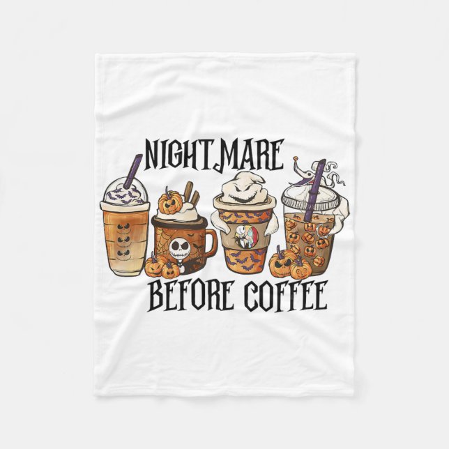Scary Night Before Coffee Pumpkin Spice Halloween  Fleece Blanket (Front)