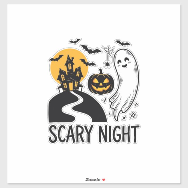 Scary Night Halloween Haunted House Ghost Design_1 (Sheet)