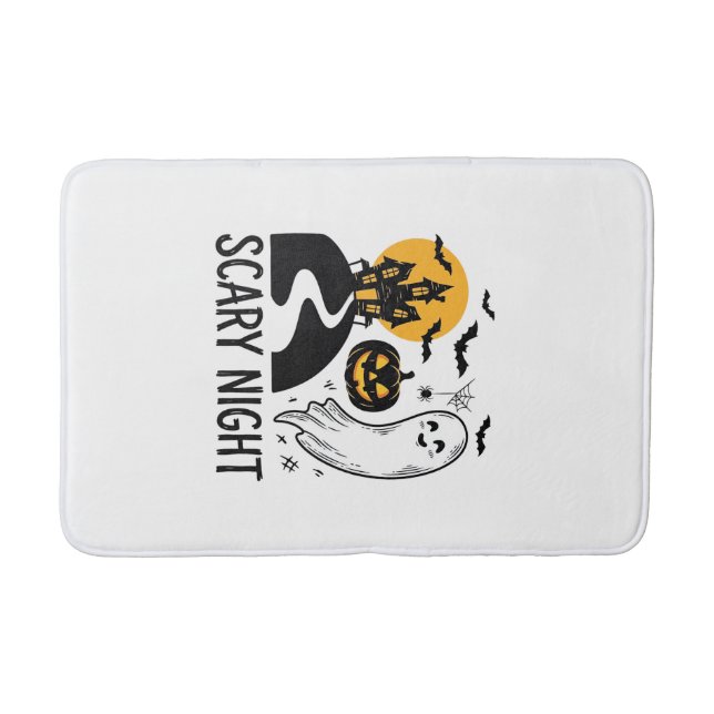 Scary Night Halloween Haunted House Ghost Design_1 Bath Mat (Front)