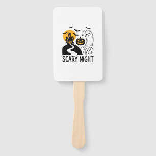 Scary Night Halloween Haunted House Ghost Design_1 Hand Fan