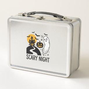 Scary Night Halloween Haunted House Ghost Design_1 Metal Lunch Box
