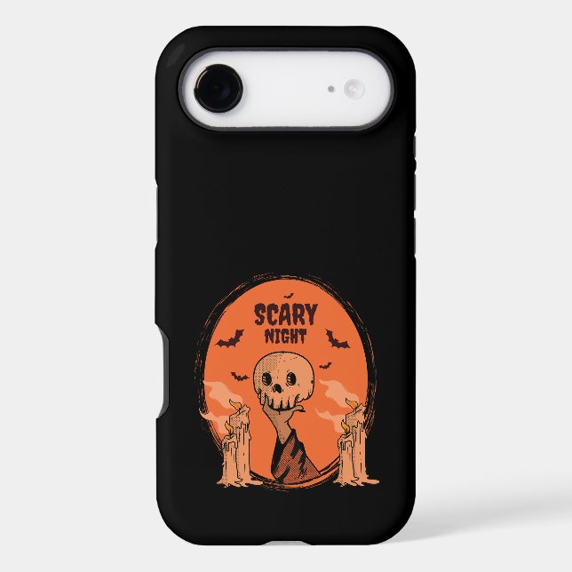 Scary Night Halloween Skull & Bat Design (Back)