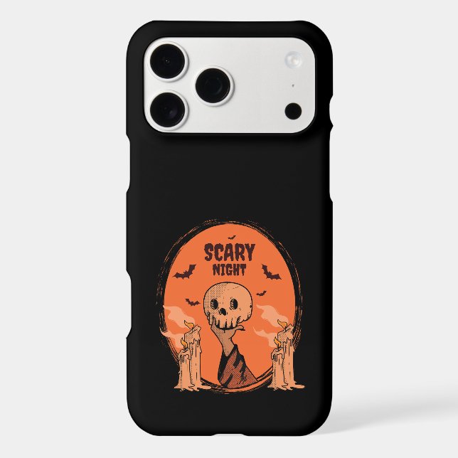 Scary Night Halloween Skull & Bat Design (Back)