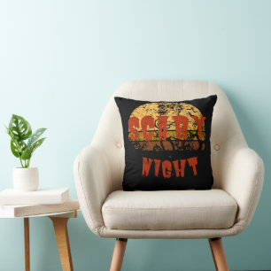 Scary Night Halloween Spooky season Pumpkin Cushion
