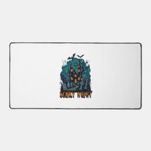 Scary Night Haunted House Ghosts Cemetery Desk Mat