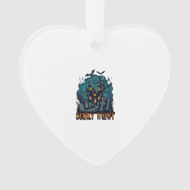 Scary Night Haunted House Ghosts Cemetery Ornament (Front)