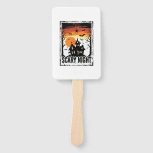 Scary Night Haunted House Vintage Halloween Shirt_ Hand Fan