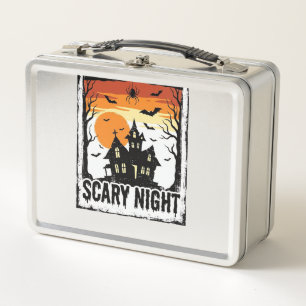 Scary Night Haunted House Vintage Halloween Shirt_ Metal Lunch Box