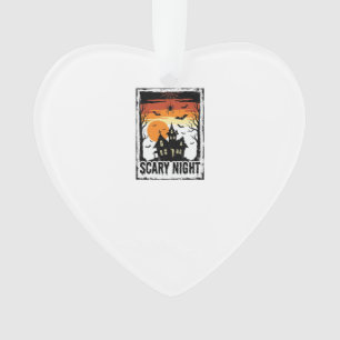 Scary Night Haunted House Vintage Halloween Shirt_ Ornament