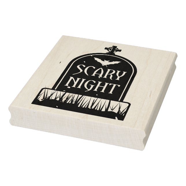 Scary Night Head Stone Rubber Stamp (Stamp)