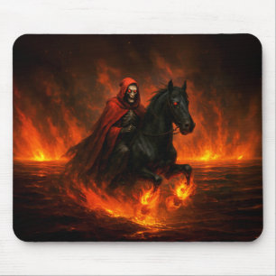 Scary Night Rider On Black Stallion Mouse Pad