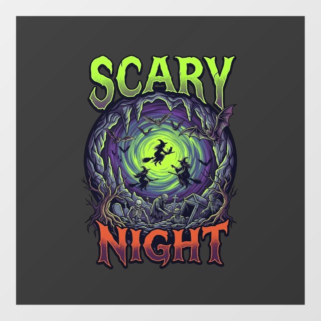 Scary Night Witches Bat Cave Neon Vortex Skeletons (Sheet)