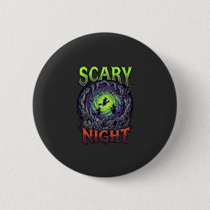 Scary Night Witches Bat Cave Neon Vortex Skeletons 6 Cm Round Badge