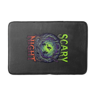 Scary Night Witches Bat Cave Neon Vortex Skeletons Bath Mat