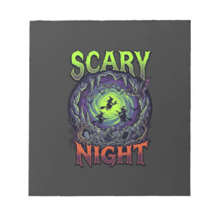 Scary Night Witches Bat Cave Neon Vortex Skeletons Notepad