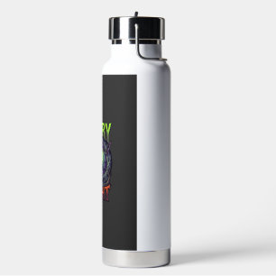 Scary Night Witches Bat Cave Neon Vortex Skeletons Water Bottle
