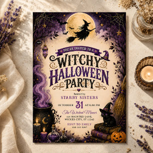 Scary Night Witchy Teen Halloween Party Invitation
