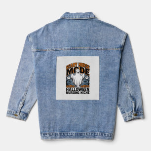 Scary Nurse Costume Halloween Ghost Nursing Shirt_ Denim Jacket