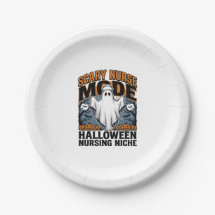 Scary Nurse Costume Halloween Ghost Nursing Shirt_ Paper Plate