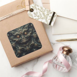 Scary pattern, dark fantasy square sticker