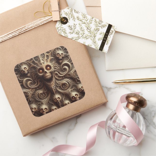 Scary pattern, dark fantasy square sticker (Gifting)