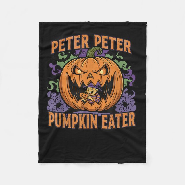 Scary Peter Pumpkin Eater Halloween Jack O Lantern Fleece Blanket (Front)