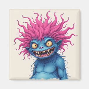 Scary Pink Haired Monster Magnet