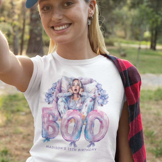 Scary Pink Purple Teen Halloween Sleepover Tee (Creator Uploaded)