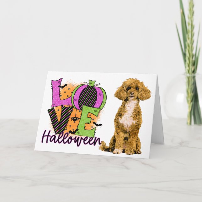 Scary Poodle Love Halloween Card (Front)
