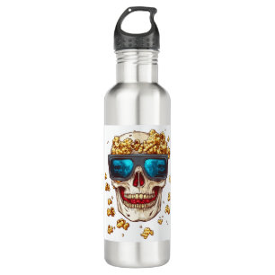 Scary Popcorn Skull � Funny Horror Movie Skeleton 710 Ml Water Bottle